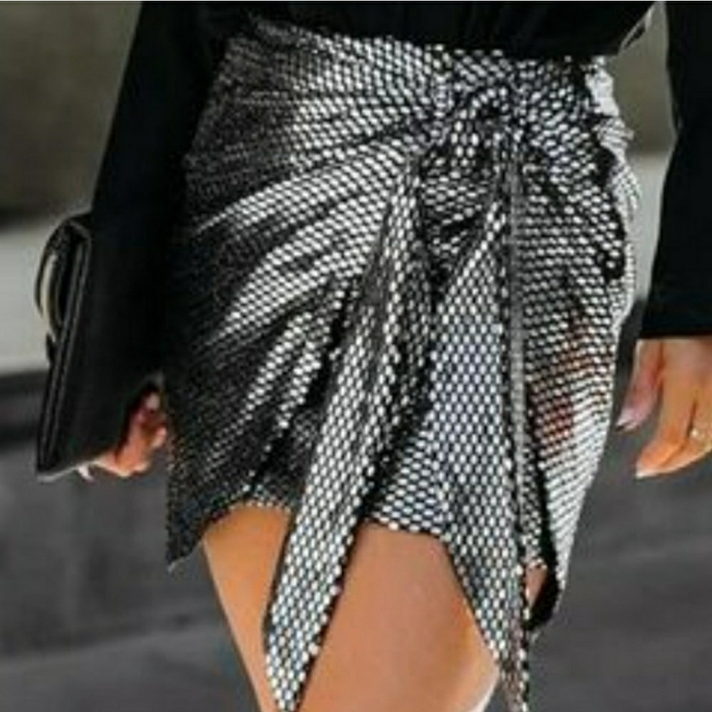 MILK & HONEY Sparkly Sequin Disco ball Party Mini Skirt XL NEW